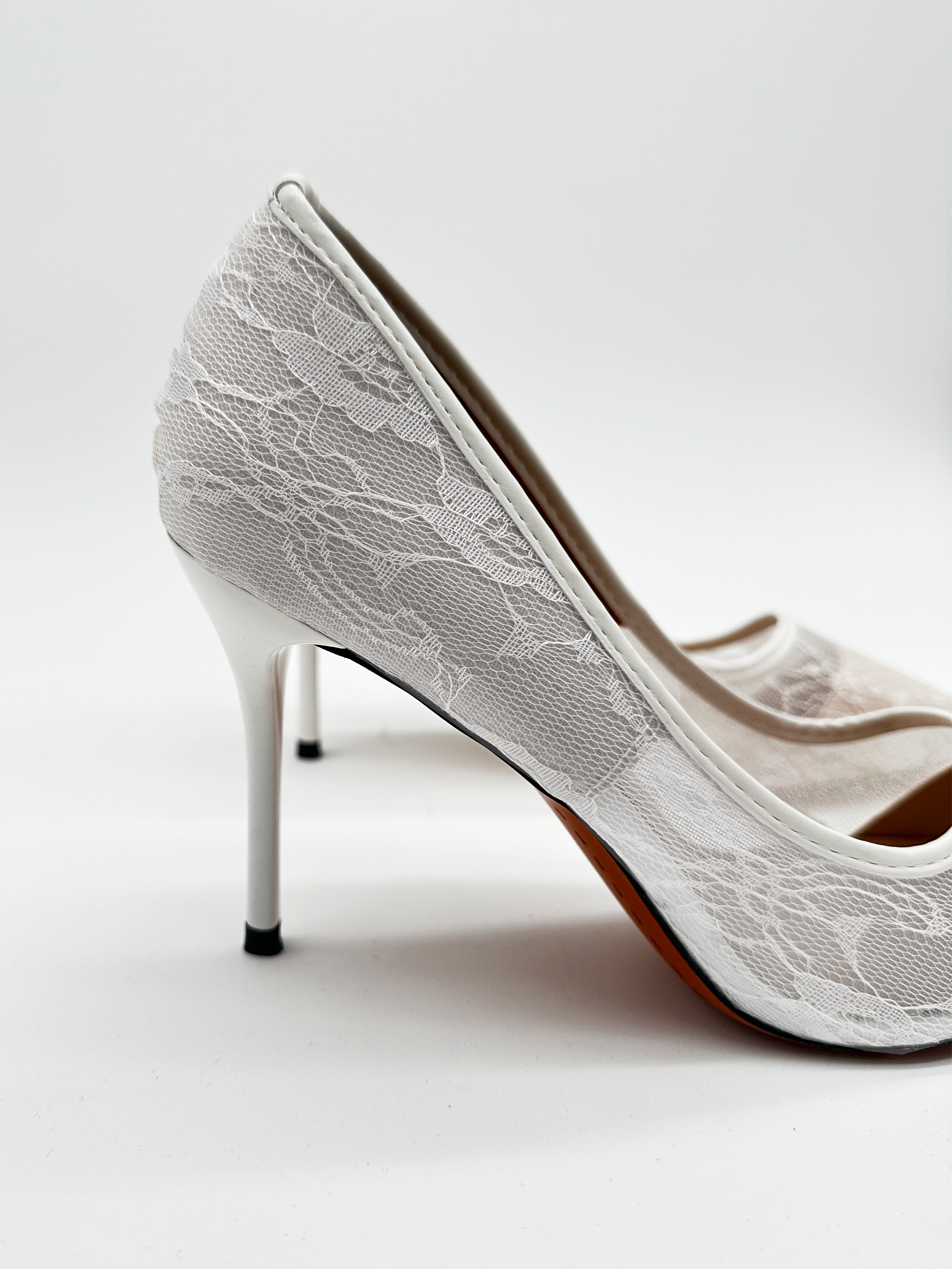 White Laced Up Heels
